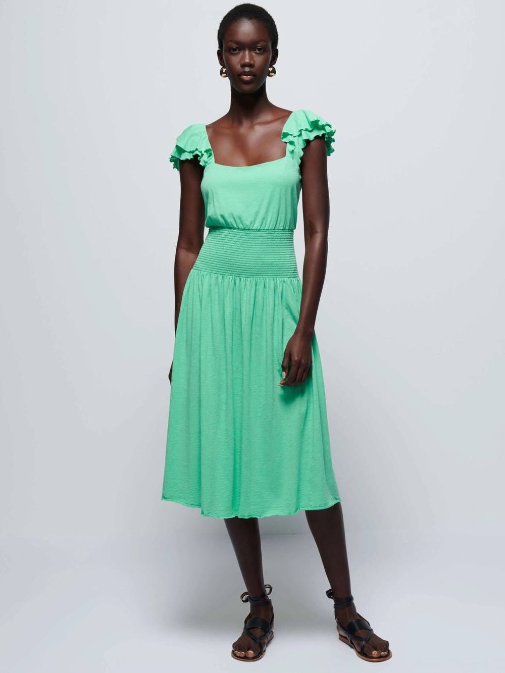 NATION LTD • Brittini Smocked Waist Midi Dress in Katydid